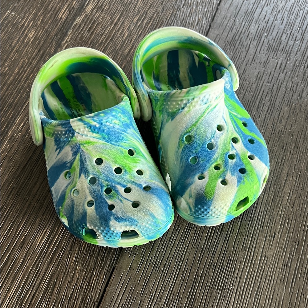 Toddler Green & Blue Tie-Dye Crocs
